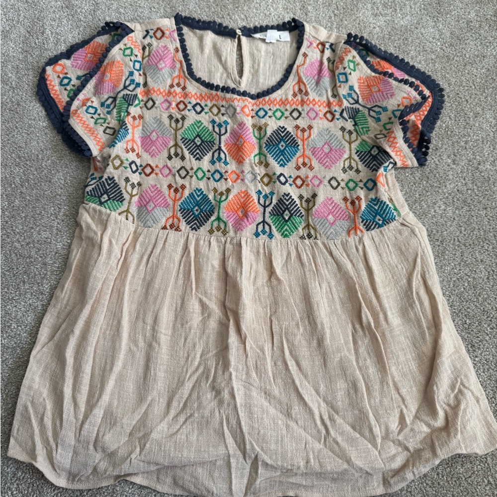 THML Embroidered Linen Top